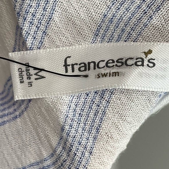 NWT Francesca's Beach Swim Cover Up Blue White Striped Beaded Tassel Size MEDIUM - Picture 7 of 8